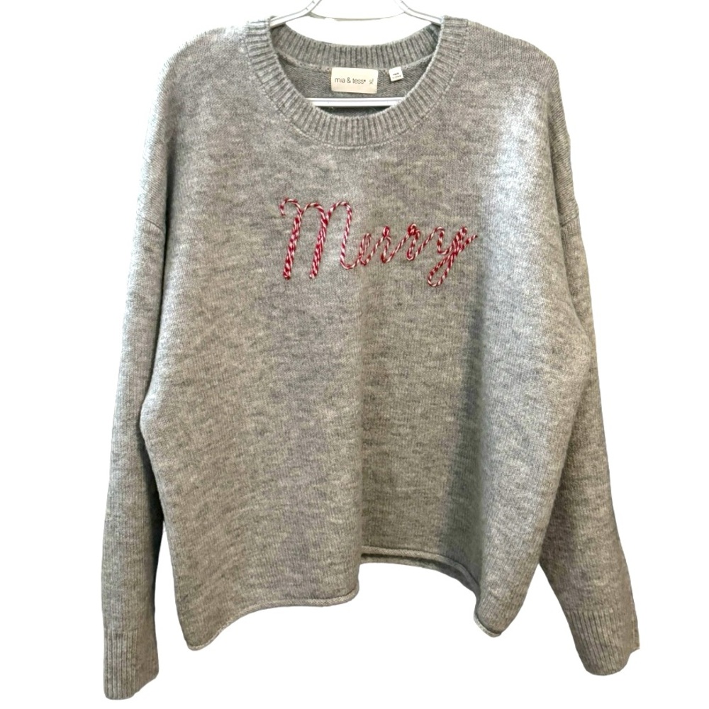 Mia and Tess Embroidered Holiday Sweater Size XL